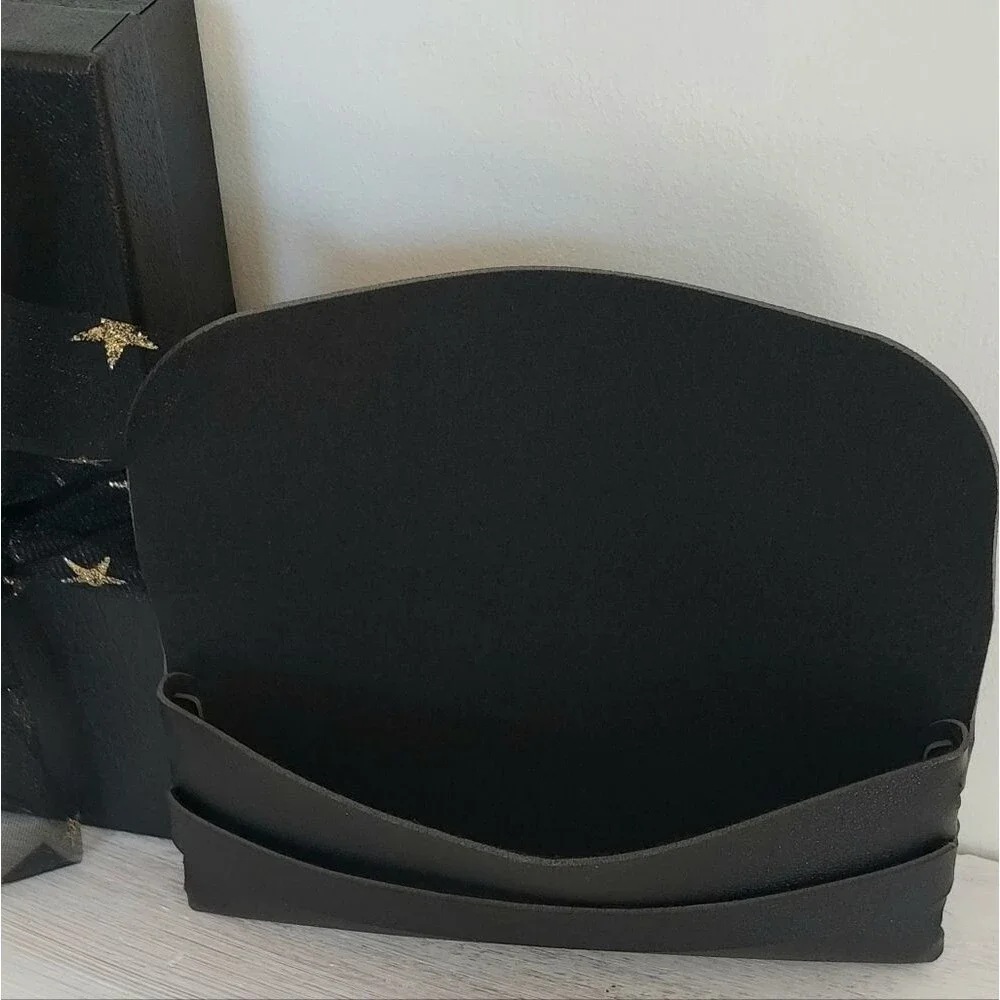 Black Faux Leather Eyeglass Case With Cleansing Cloth And Gift Box